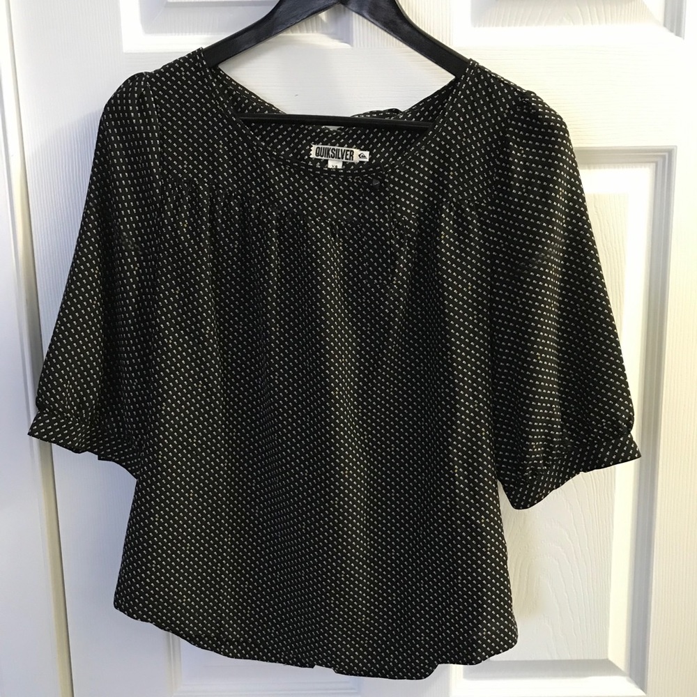 Quicksilver Bow Blouse- Black- Size XS